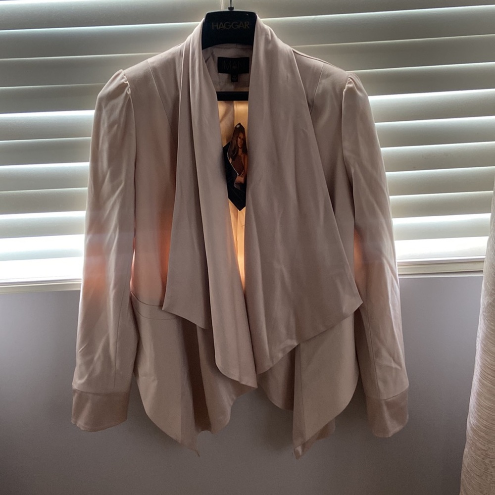 Iman Global Chic beige cream waterfall blazer NWT xs